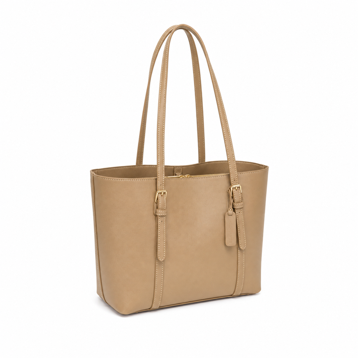 Elegant Beige Structured Adjustable Strap Totebag
