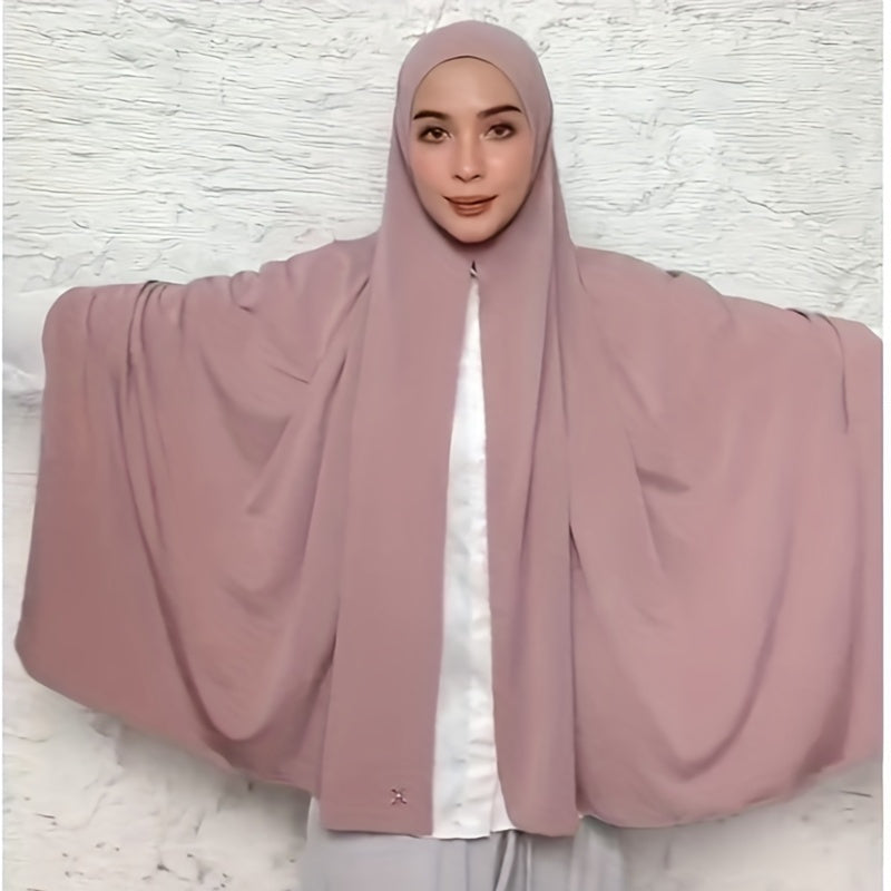 Women's Elegant Stretch Muslim Khimar Abaya - Soft, Stretchy & Breathable Full Coverage Hijab, - for Ramadan, Everyday, Travel, Work - - Easy Care (Hand Wash/Dry Clean)