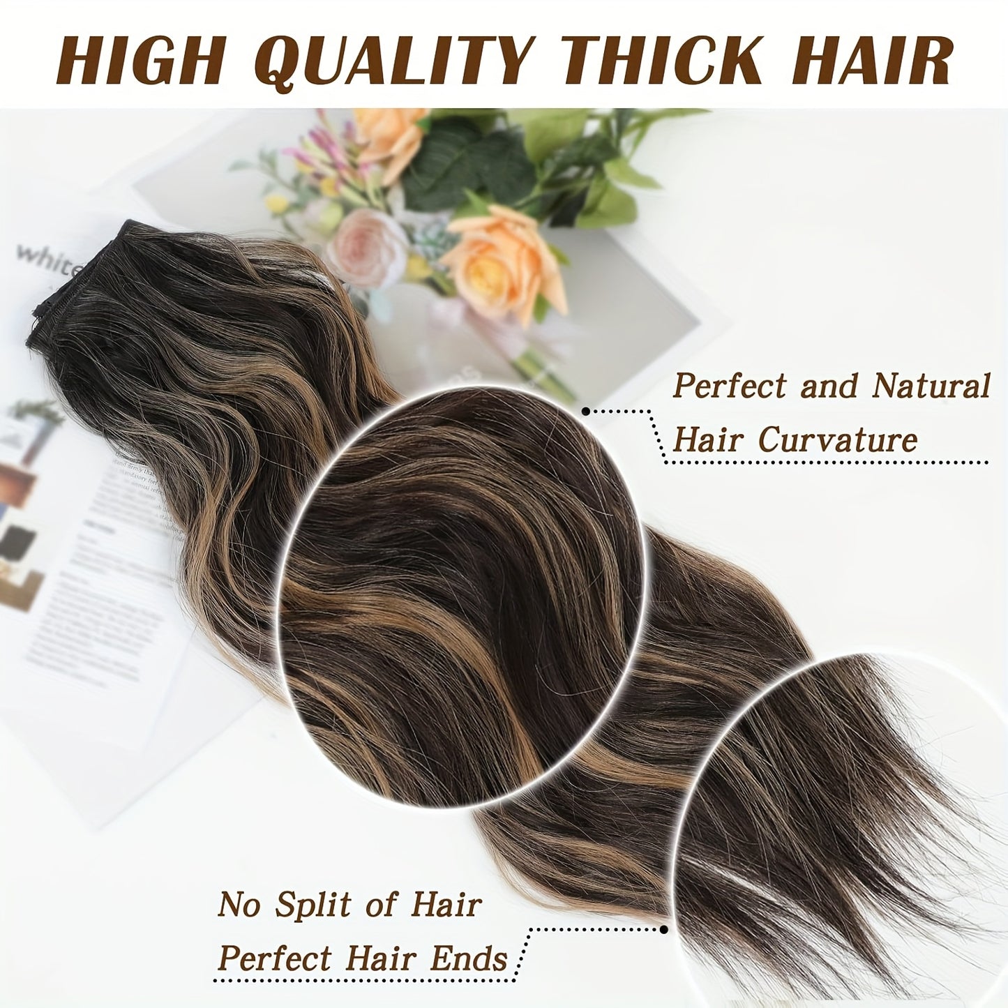 4pcs Clip In Hair Extensions, Long Wavy Synthetic Hair Extension Clip In, 20 Inches Synthetic Soft And Natural Thick Hair Pieces