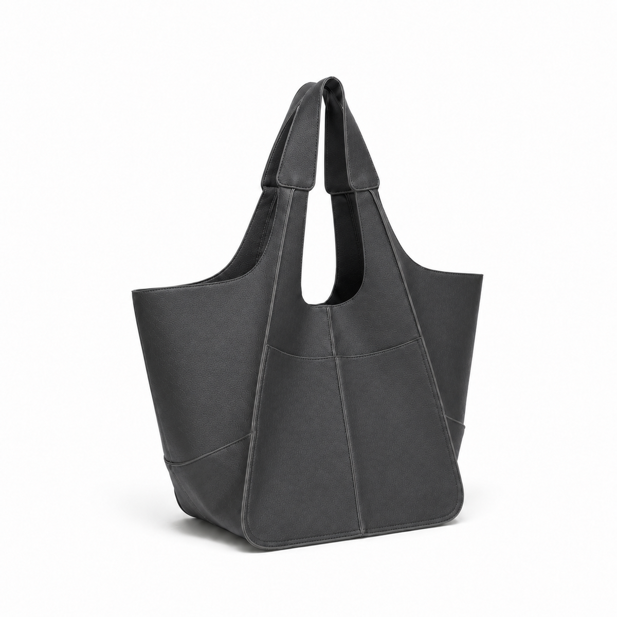 Dark Grey Textured Shoulder Tote Bag