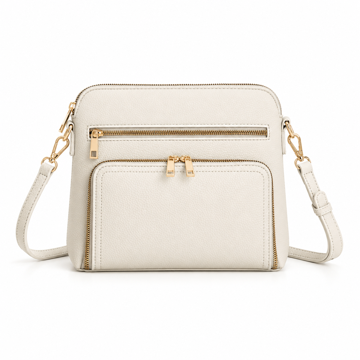 Elegant Beige Multi Pocket Crossbody Bag