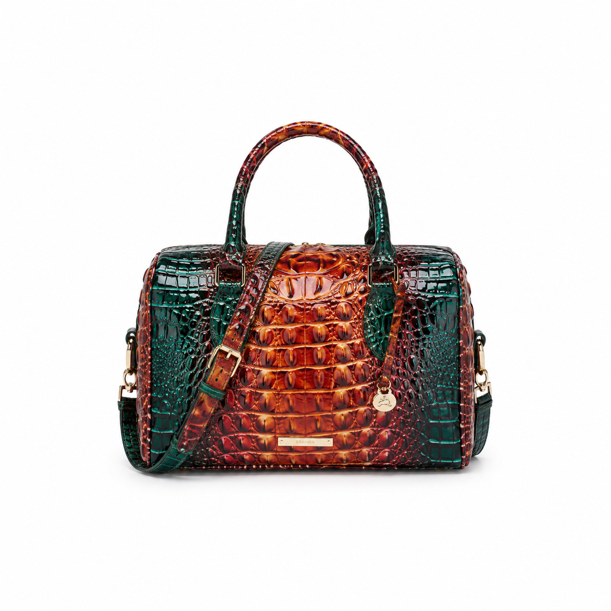 Multicolor Crocodile-Embossed Structured Satchel Handbag