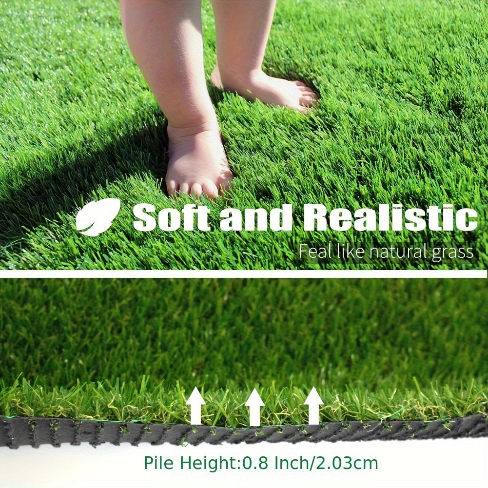 Artificial Grass Turf W'6ft, 0.8" Thick Realistic Synthetic Fake Grass Rug Height Soft Mat for Outdoor Lawn Landscape Indoor Balcony Camping