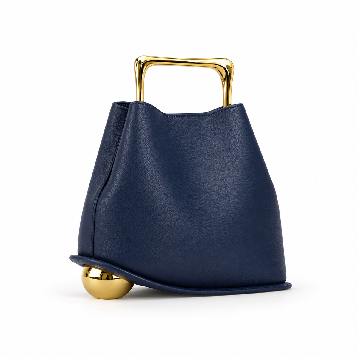 Navy Blue Leather Evening Statement Clutch