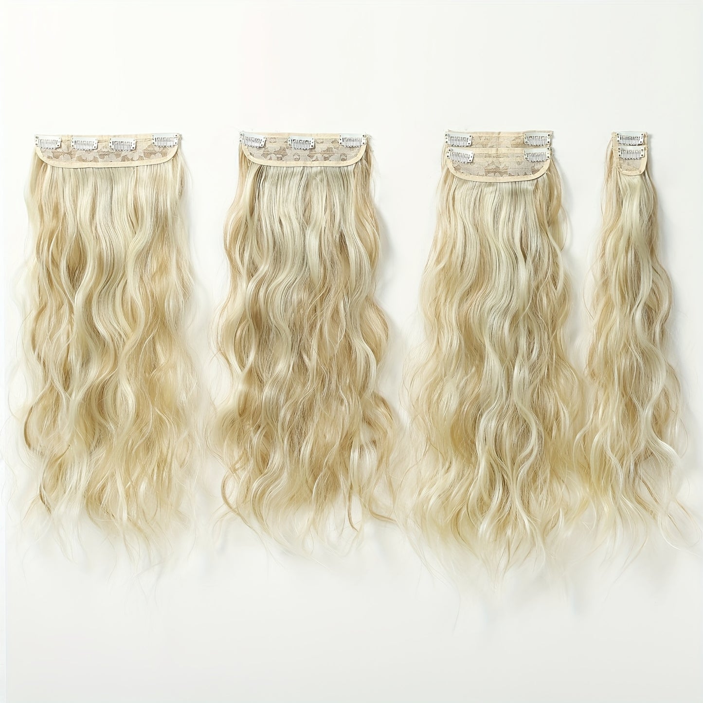 A Set of 6pcs of 20-Inch Hair Clips for Women, Featuring Long Wavy Synthetic Hair Made from High-Quality Heat-Resistant Fibers. The Matte End Withstands High Temperatures, And The Multiple Pieces Create a Fuller Look