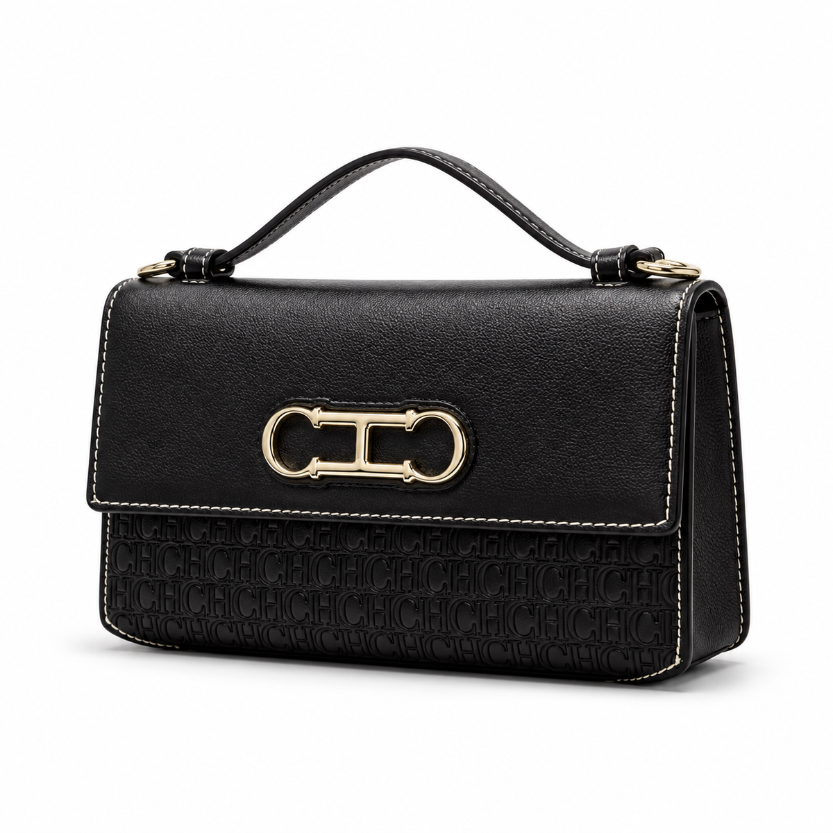 Elegant Black Embossed Leather Evening Clutch