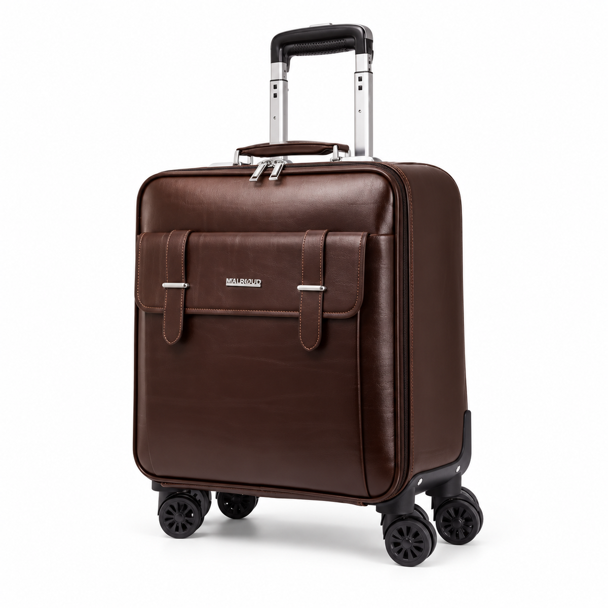Classic Brown Spinner Trolley Travel Suitcase