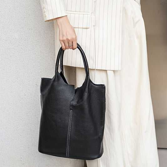 Leather Women’s Tote Bag – Stylish Large Capacity Bucket Bag for Everyday Use