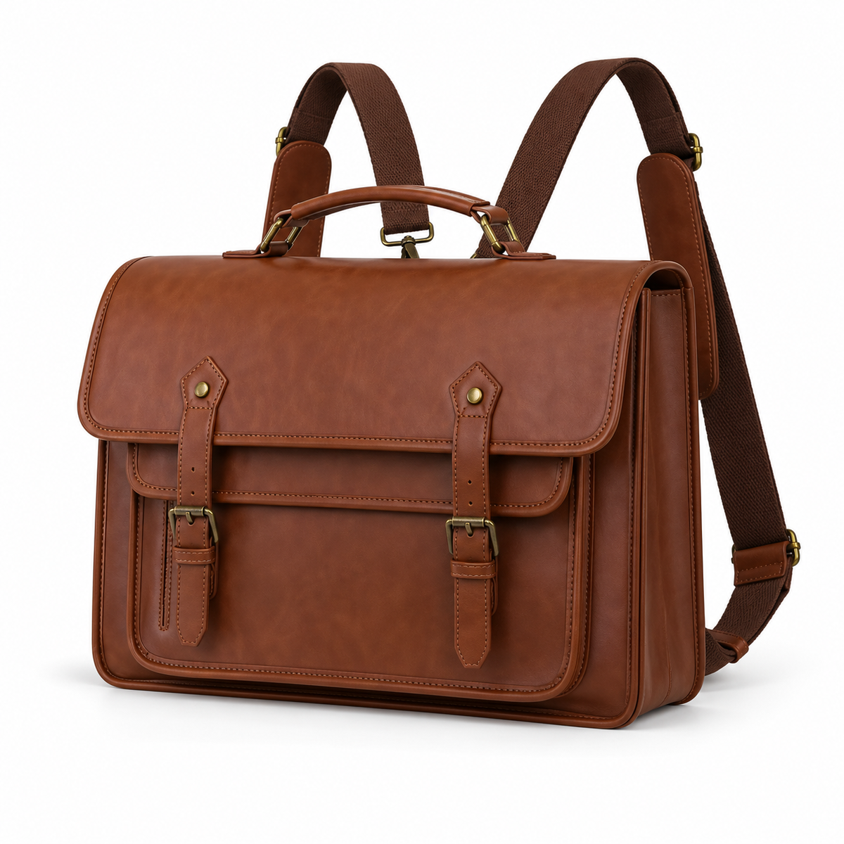 Vintage Brown Leather Convertible Backpack Briefcase