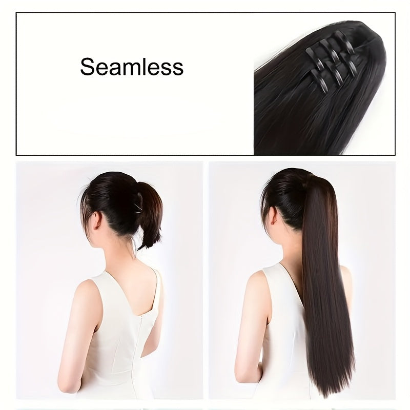Synthetic Ponytail Extensions with a Long, Straight Design, Perfect for Women Seeking an Elegant Look for Everyday Hair Accessories.