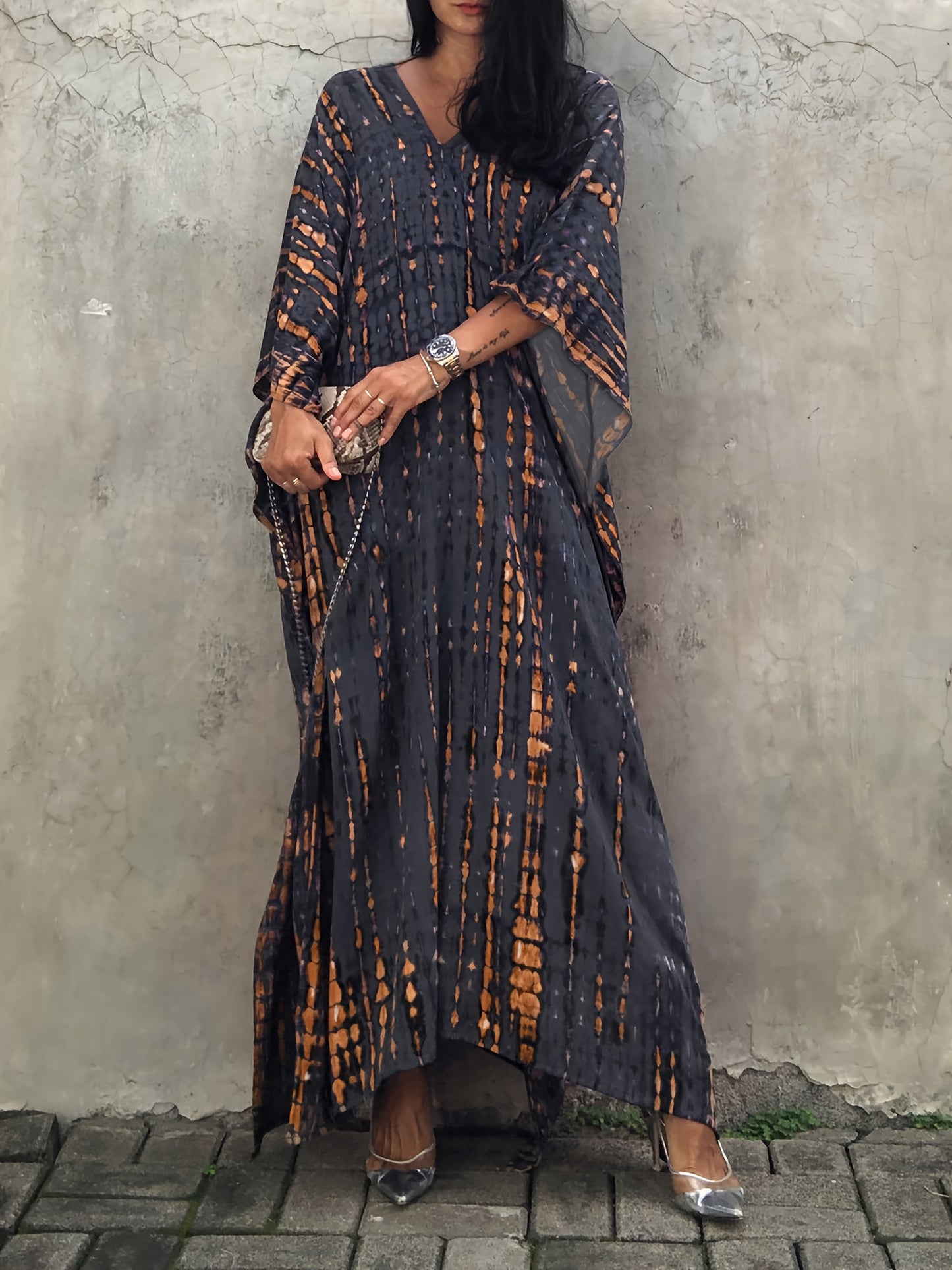 Plus Size Women's Beach Cover-Up Dress Kaftan, Large Summer Casual Beachwear