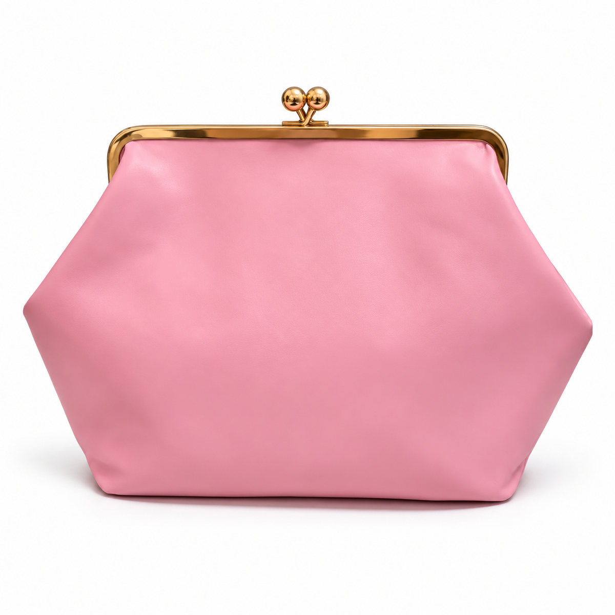 Elegant Pink Gold Frame Kisslock Clutch