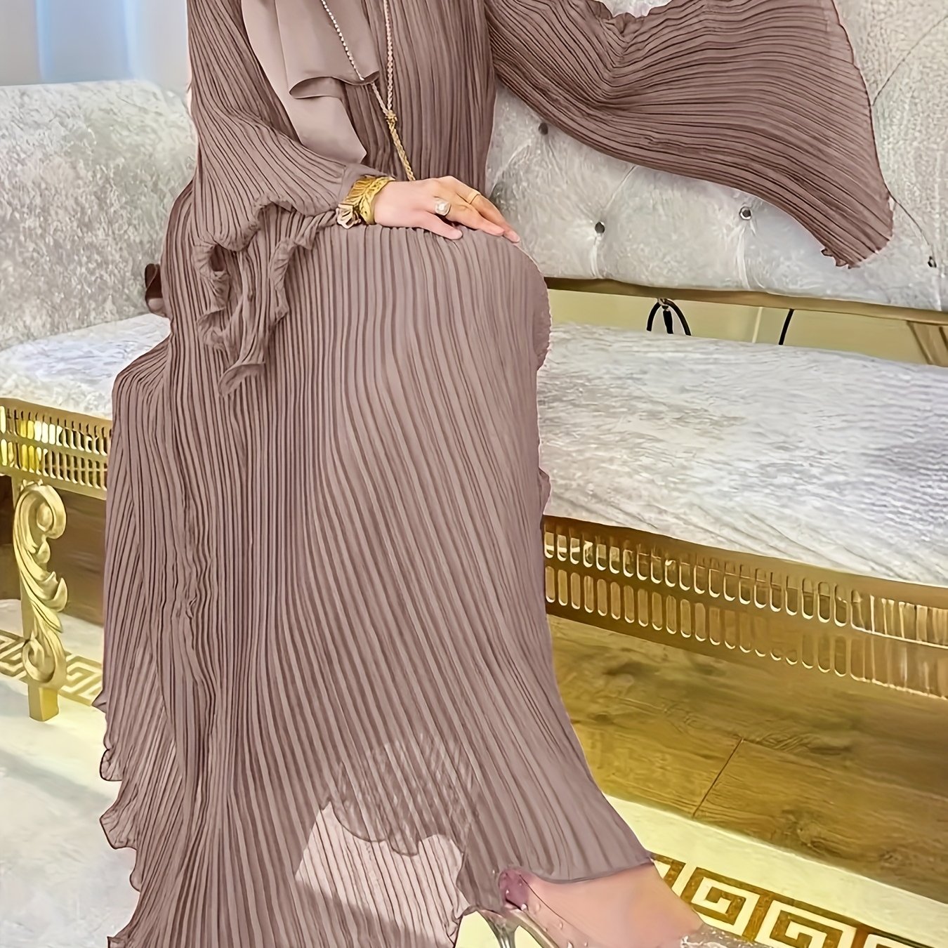 Wrinkled Style Long Palestinian Abaya - Comfortable, Elegant for Casual Wear