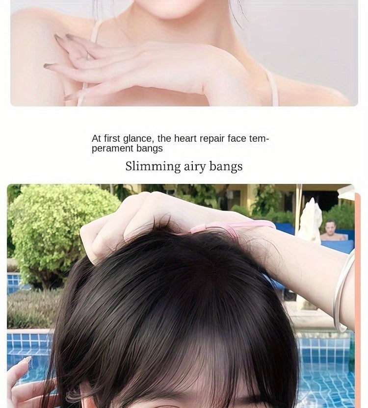 Women's 360° Coverage Synthetic Hairpiece with Middle Part Eight-Character Bangs