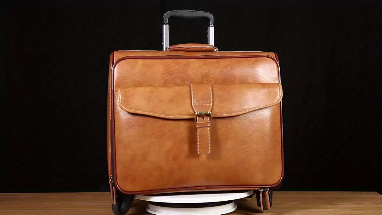 Leathario Travel Luggage, Wheeled Luggage, Men's Luggage Bag, Wheeled Genuine Leather Laptop Briefcase, Carry-on Suitcase, Local Warehouse, Christmas/Halloween