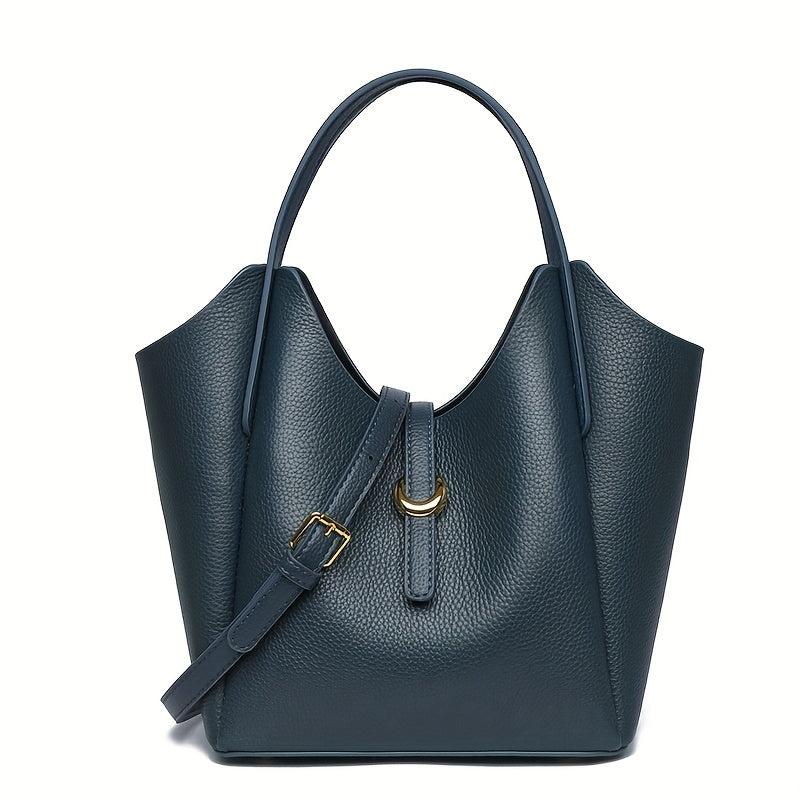 Leather Tote Bag for Women, Large Capacity, Classic Versatile Handbag with Zipper Closure, Edge Paint Detail, Perfect for Office Commute - Mixed Color