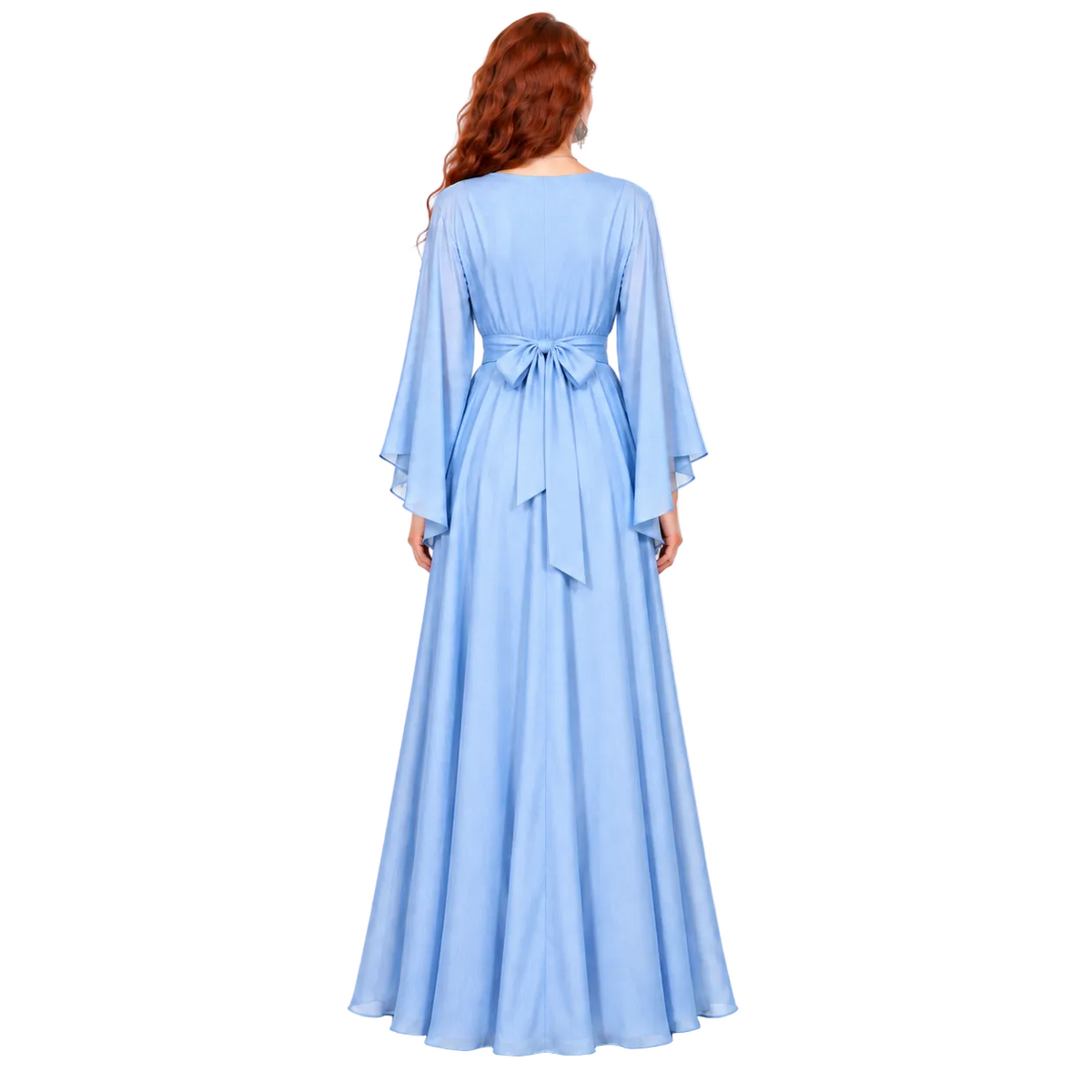 Light Blue Embroidered Elegant Lebaran Kaftan