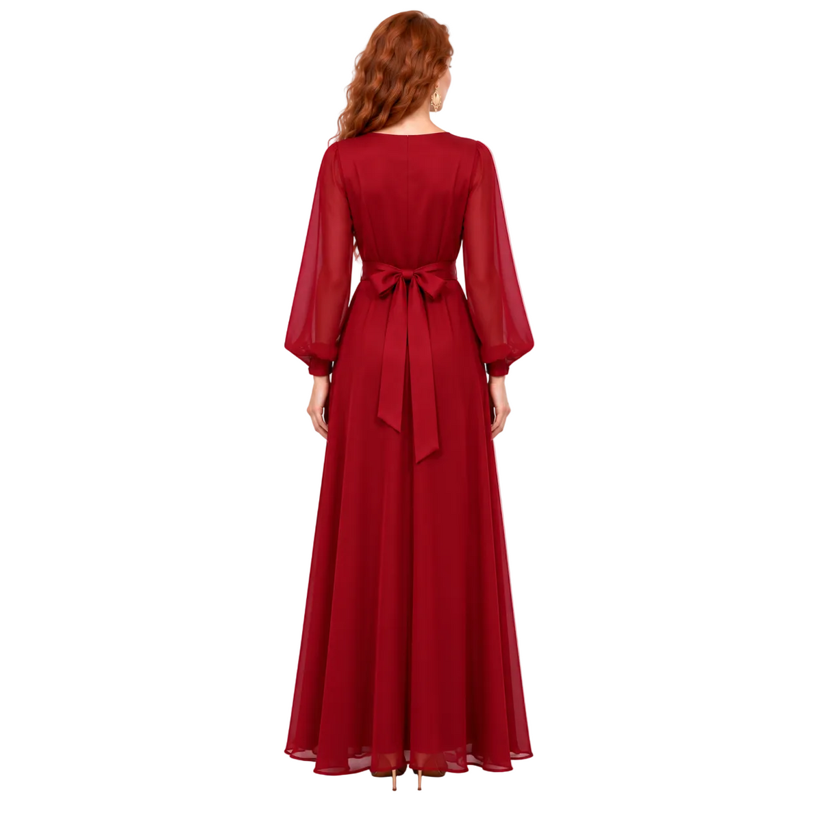 Elegant Burgundy Gold Embroidered Kaftan Lebaran