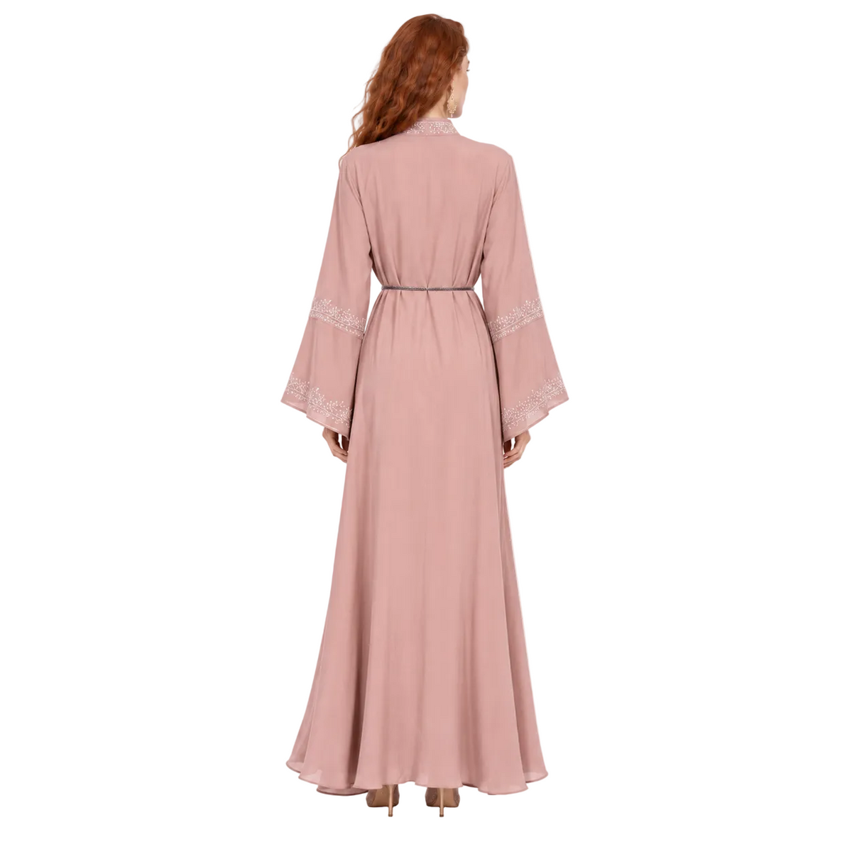 Elegant Pink Embroidered Luxury Lebaran Kaftan