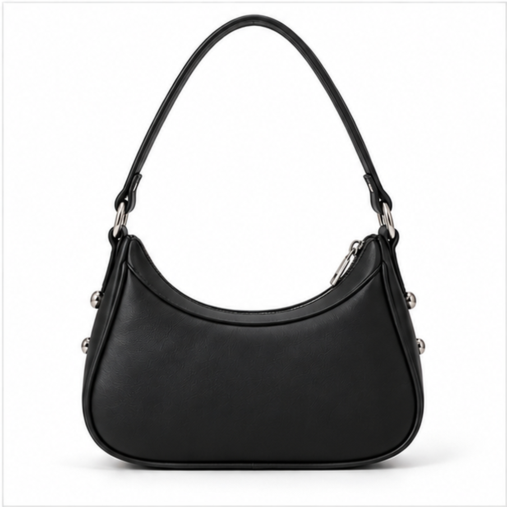 Black Star Buckle Crescent Shoulder Bag