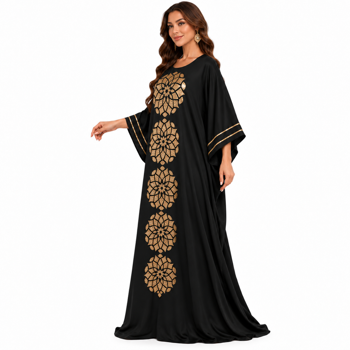 Black Gold Mandala Embellished Baju Kaftan