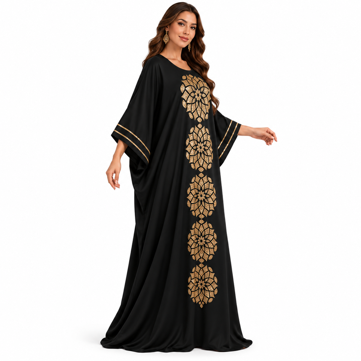 Black Gold Mandala Embellished Baju Kaftan
