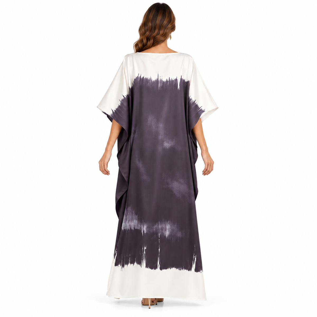 Off White Charcoal Brushstroke Baju Kaftan