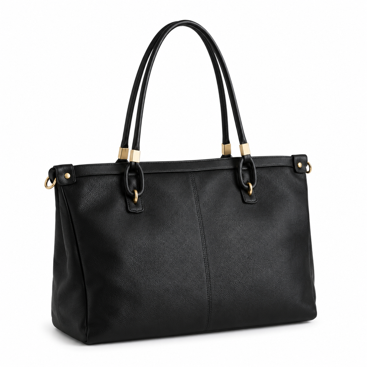 Classic Black Pebbled Leather Tote Bag
