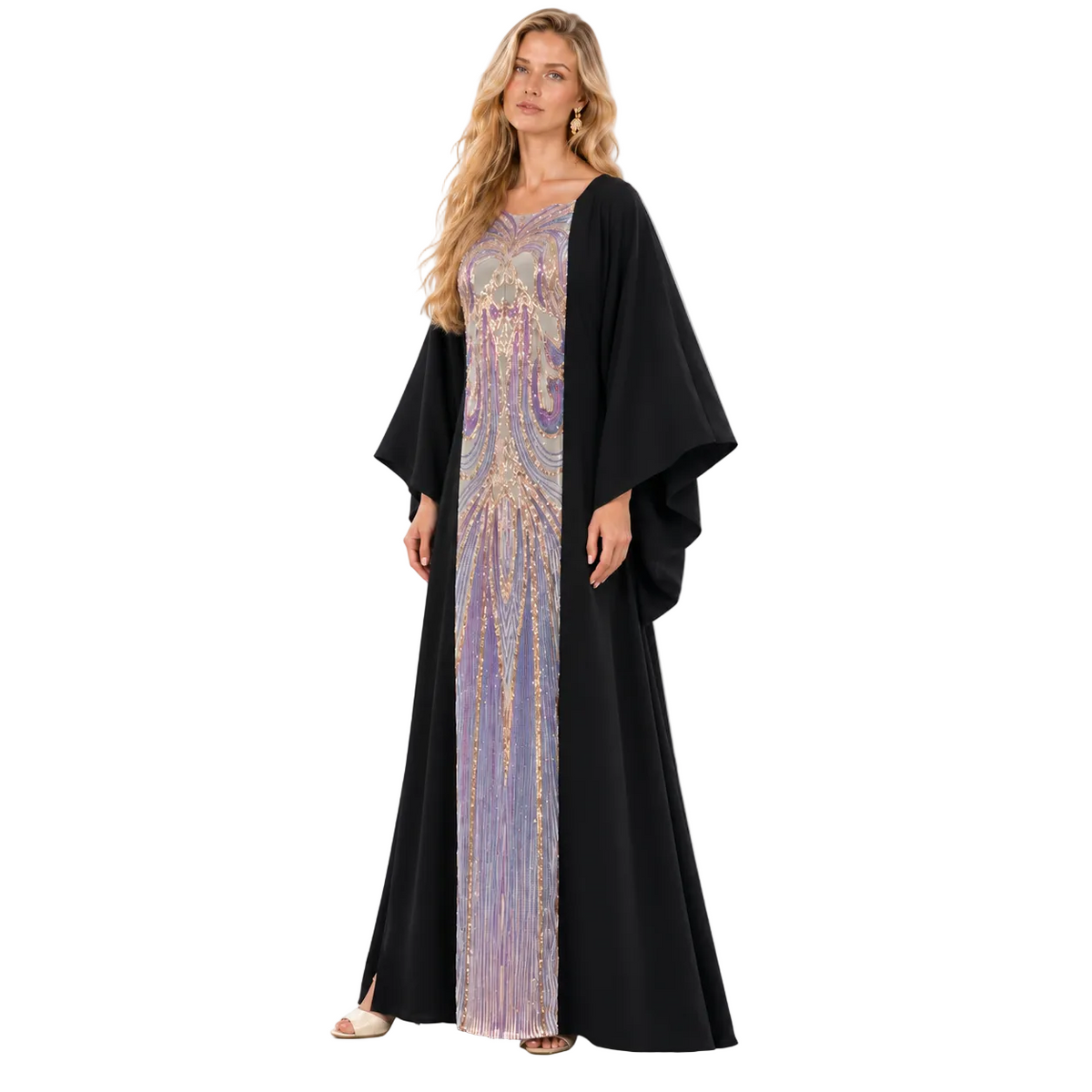 Black Lavender Embellished Luxury Gamis Kaftan
