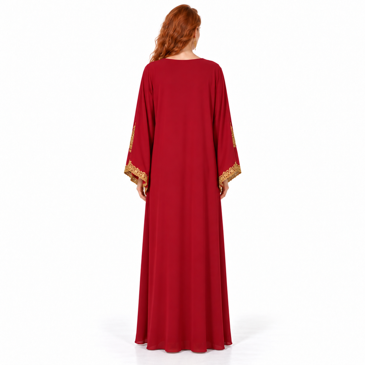 Red Gold Embroidered Luxury Lebaran Kaftan