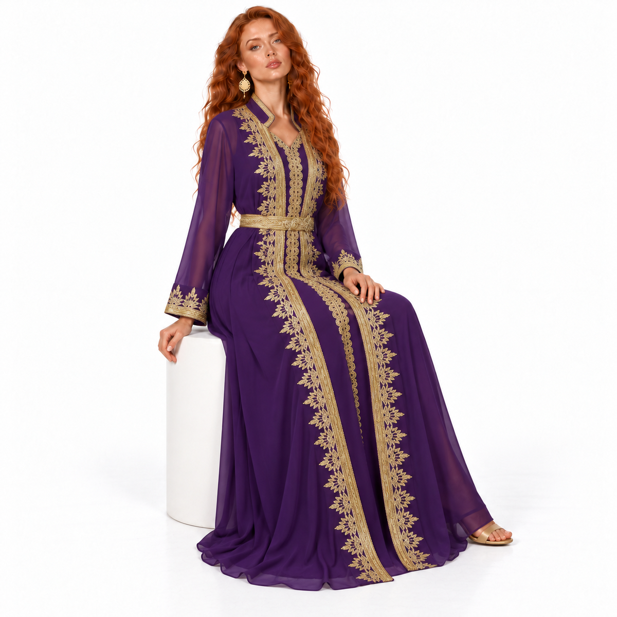 Royal Purple Gold Elegant Lebaran Kaftan