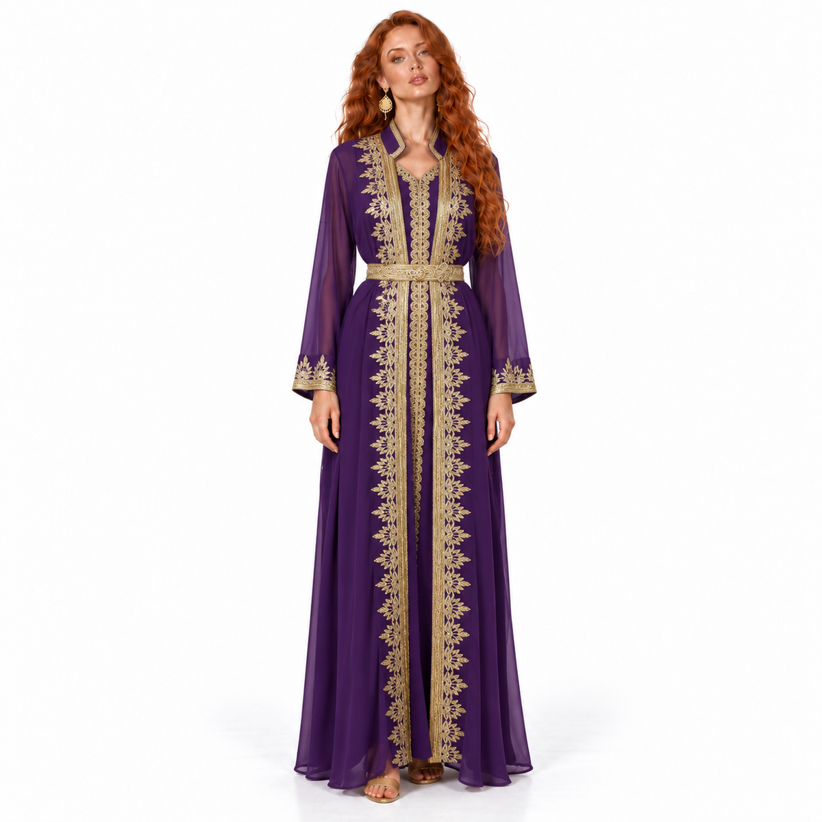 Royal Purple Gold Elegant Lebaran Kaftan
