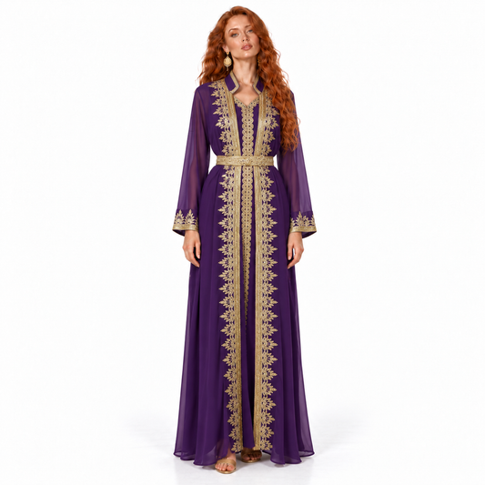 Royal Purple Gold Elegant Lebaran Kaftan