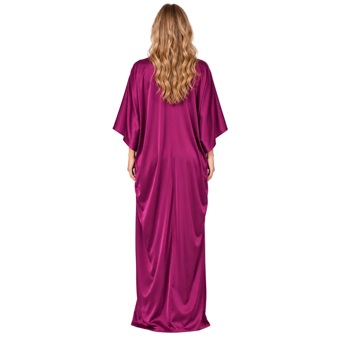 Elegant Purple Silk Satin Gold  Kaftan