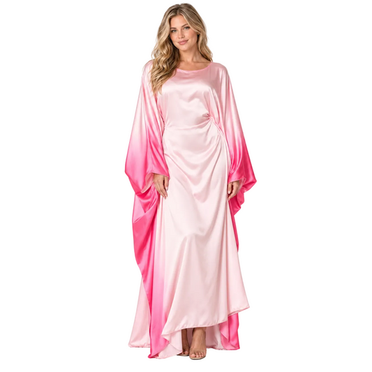 Blush Pink Ombre Silk Satin Kaftan