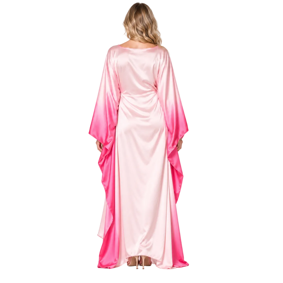Blush Pink Ombre Silk Satin Kaftan