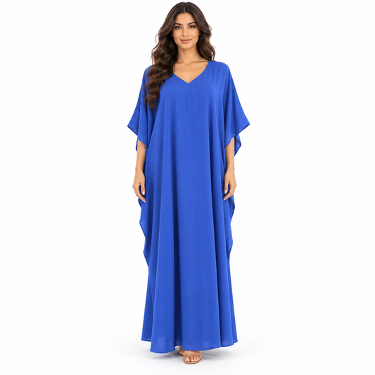 Royal Blue Elegant Flowing Linen Kaftan