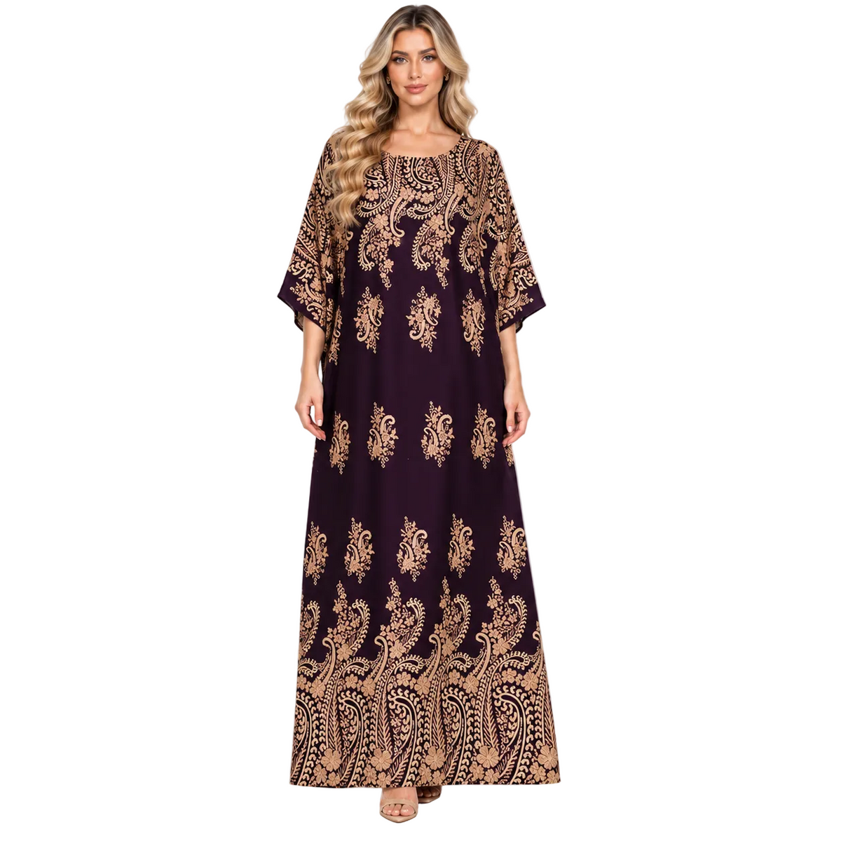 Purple Gold Paisley Elegant Modern Kaftan
