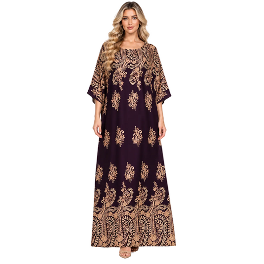 Purple Gold Paisley Elegant Modern Kaftan