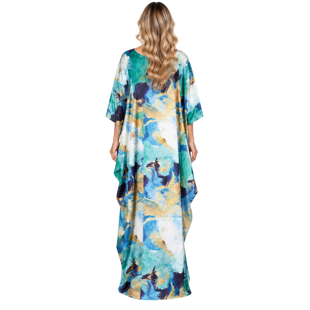 Elegant Green Abstract Watercolor Modern Kaftan