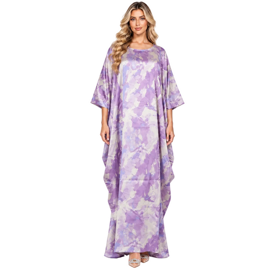 Lavender Purple Abstract Print Modern Kaftan