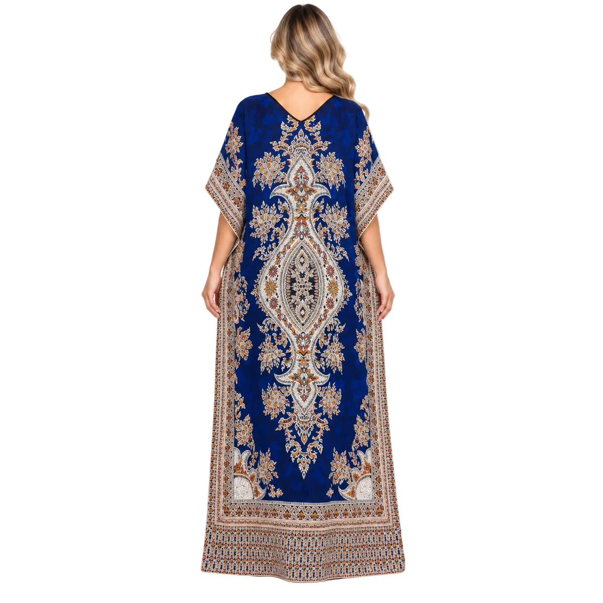 Royal Blue Ornate Print Modern Kaftan