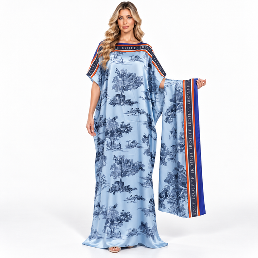 Elegant Sky Blue Landscape Modern Kaftan