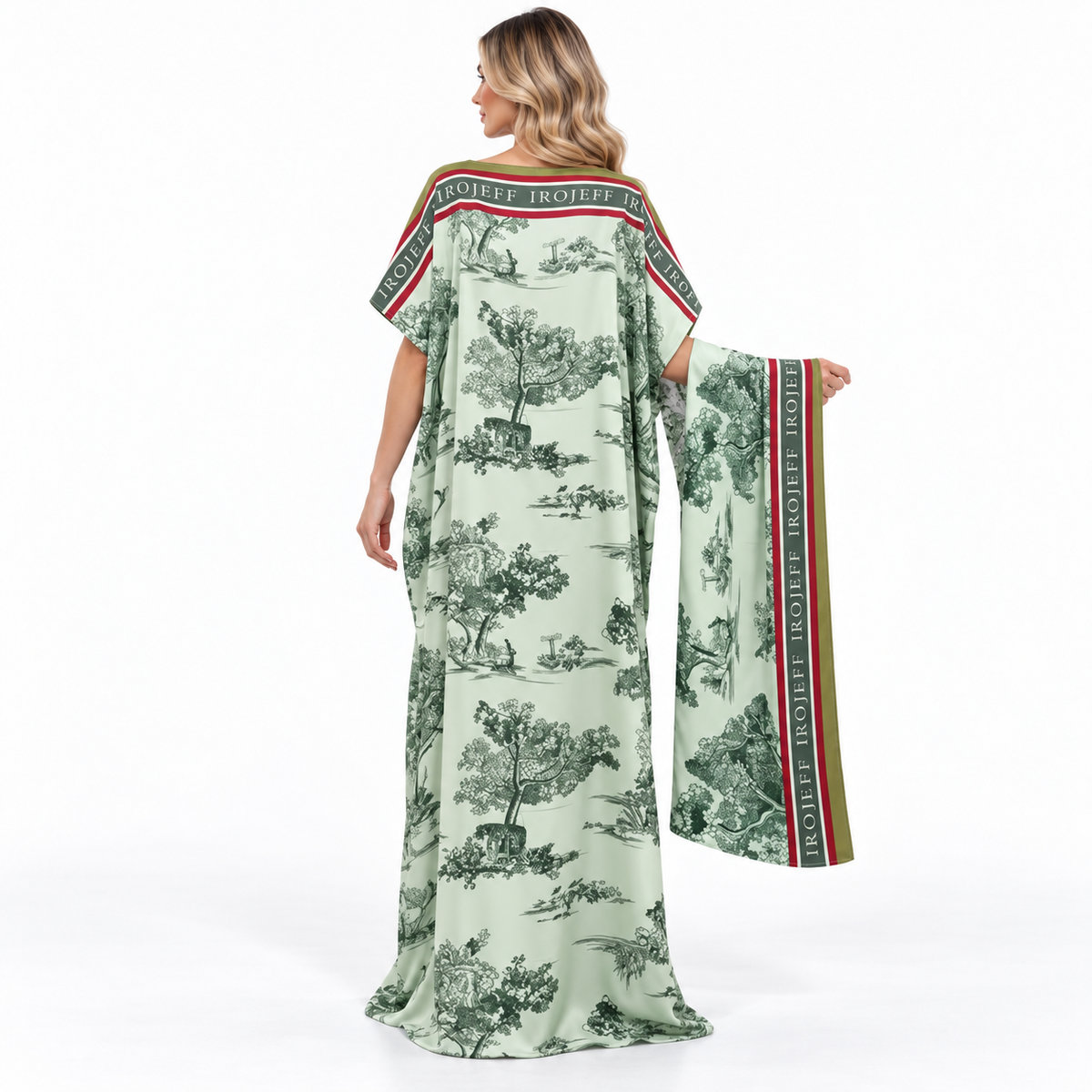 Elegant Mint Green Scenic Modern Kaftan