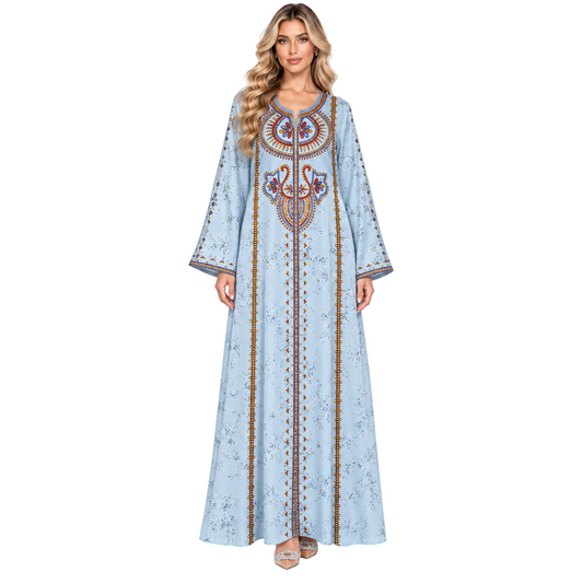 Elegant Lanse Color Embroidered Modern Kaftan