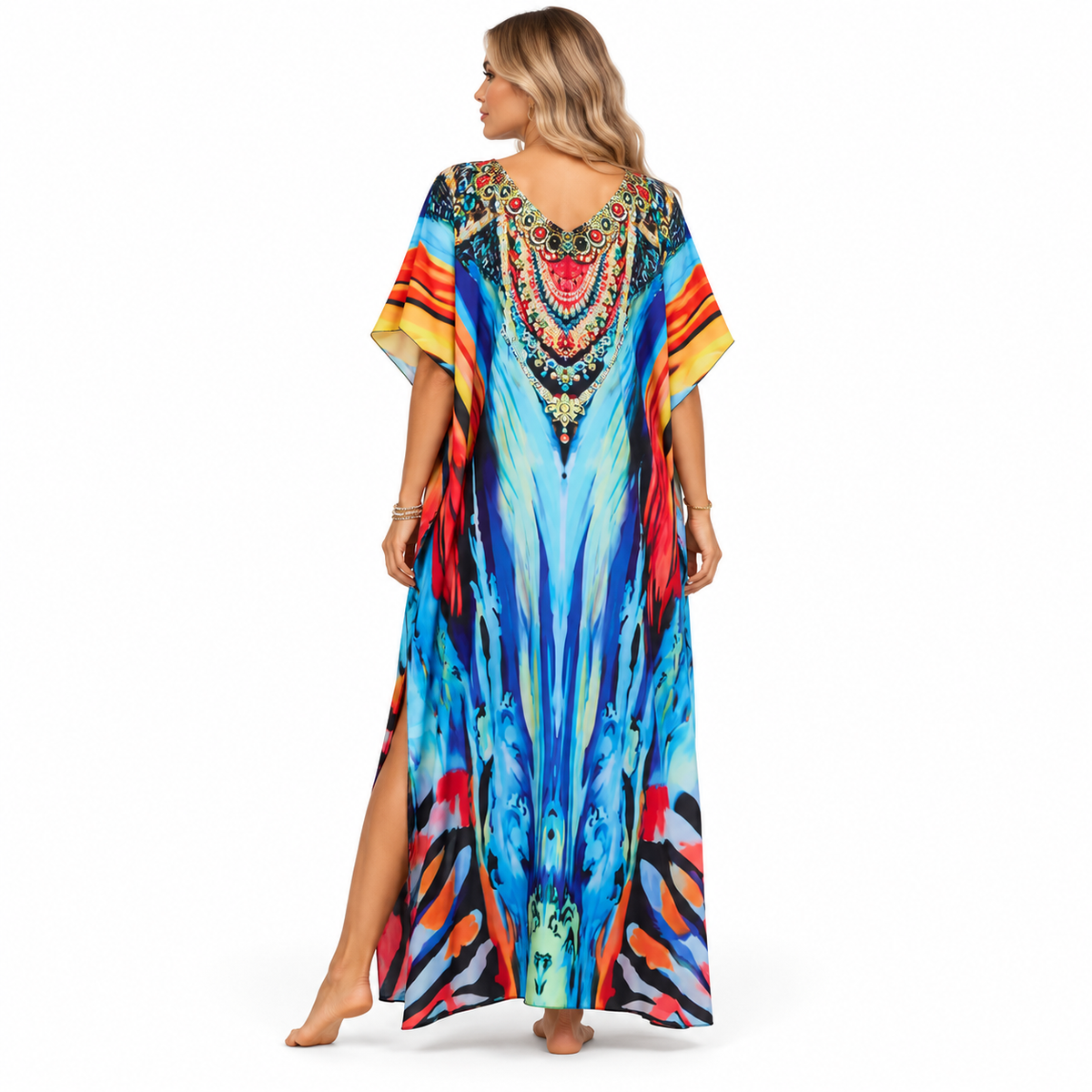 Vibrant Multicolor Abstract Print Modern Kaftan