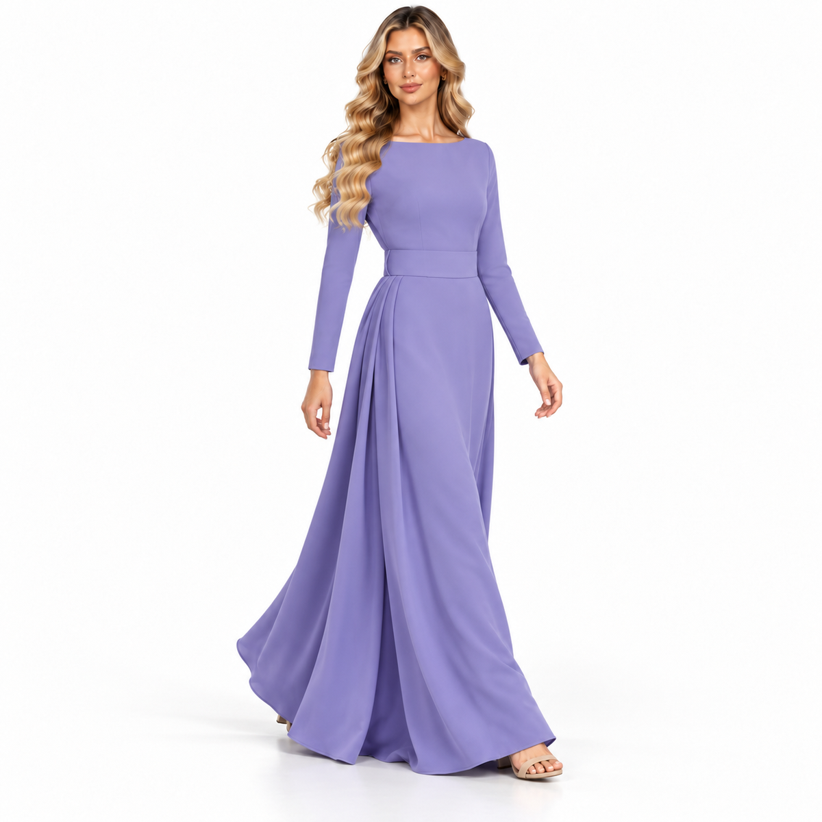 Elegant Lavender Maxi Dress Modern Kaftan