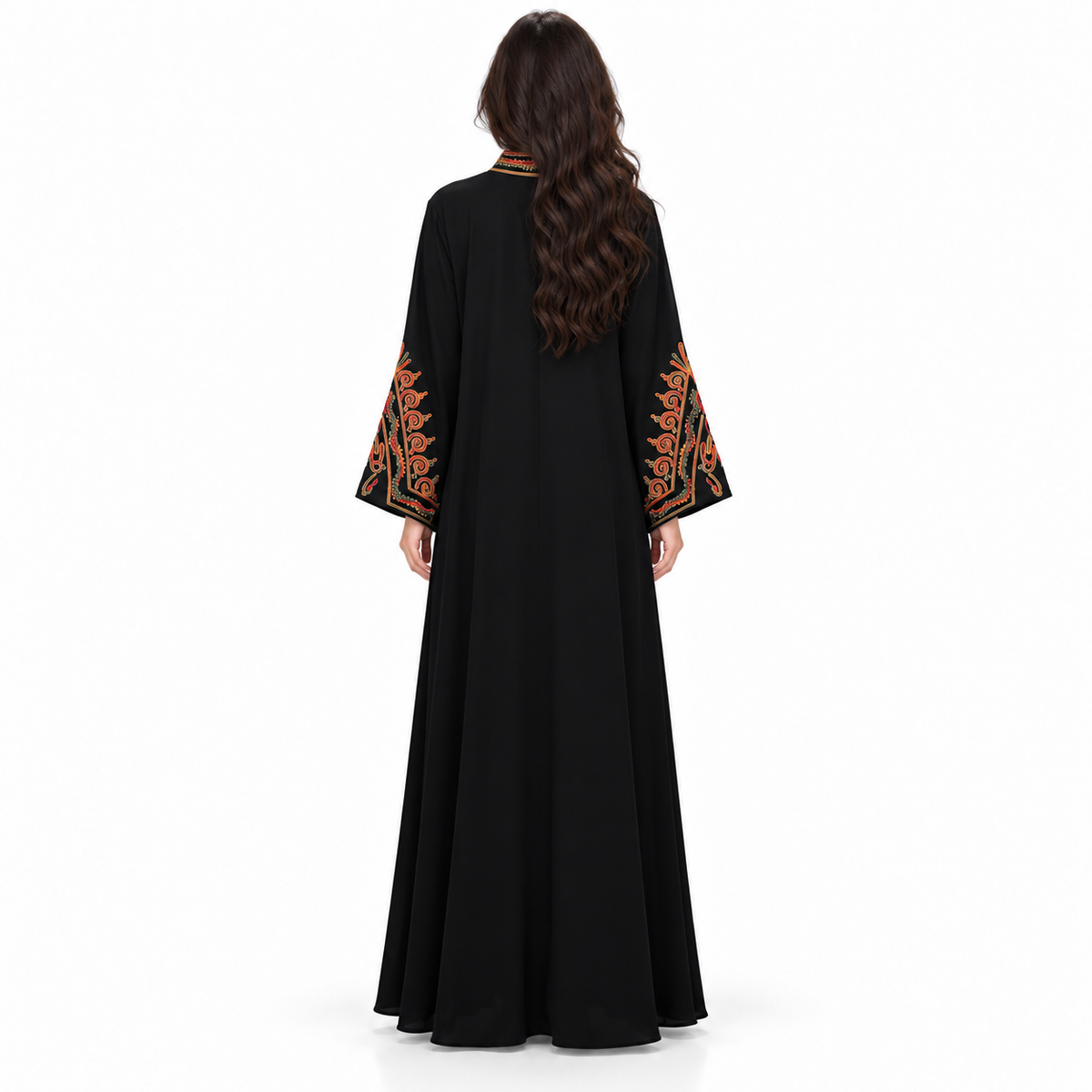 Black Kaftan With Elegant Colorful Embroidery