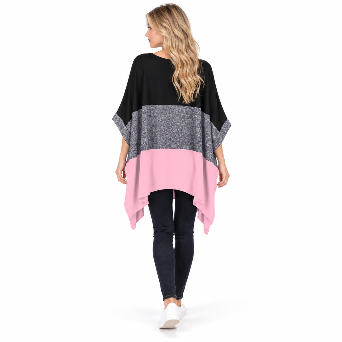 Pink Black Color block Kaftan Top
