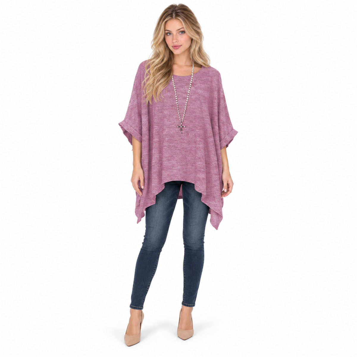 Elegant Dusty Pink Flowy Kaftan Top